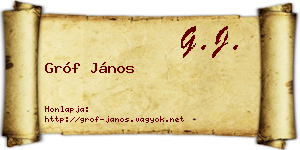 Gróf János névjegykártya